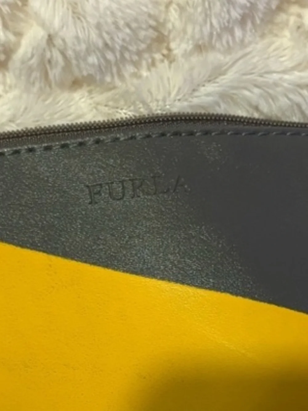 Furla x EVA Air  Gray & Mustard CB Cosmetic Travel Pouch COLLECTOR PIECE